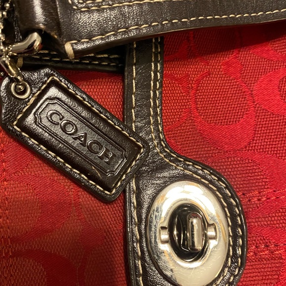 Coach Red Canvas Purse - Picture 6 of 9